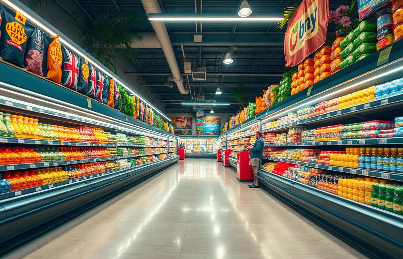 Interior del supermercado Mercado Isla Nova en Pampatar